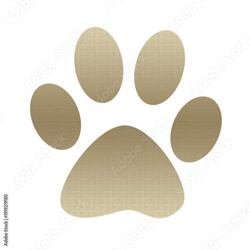 Stylized brown gradient paw print icon with four oval toe pads and rounded triangular central pad