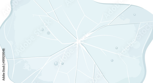 Intricate Fractured Ice Surface Texture with Subtle Water Droplets Isolated on White Background