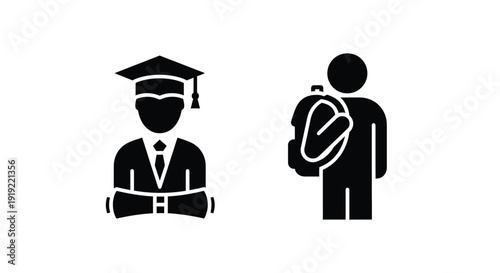 Graduation and parenthood represented by black silhouettes