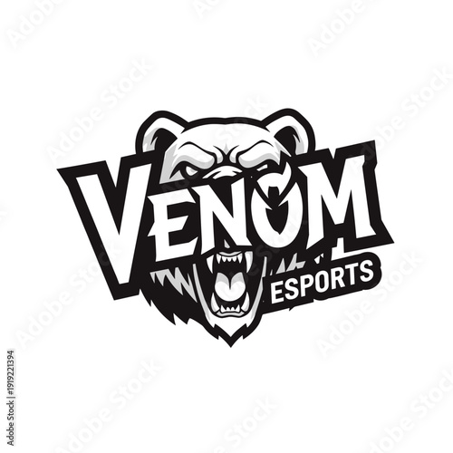 Aggressive bear mascot logo with Venom Esports text