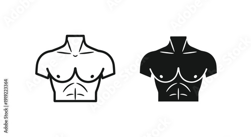 Two muscular torso outlines one light and one dark a striking silhouette