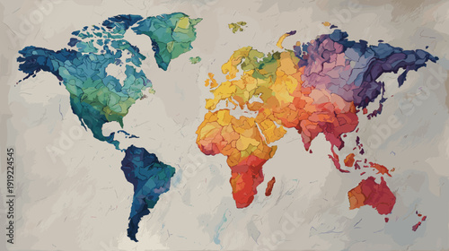 world map watercolor vector illustration 