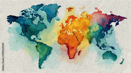 world map watercolor vector illustration 