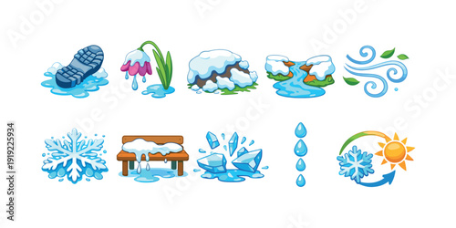 Weather conditions icon set. Climate, nature outline icons for forecasting.