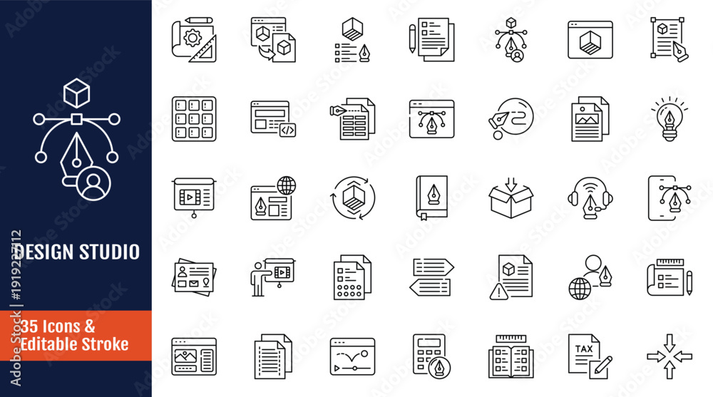 Bild auf Leinwand Design studio icon set