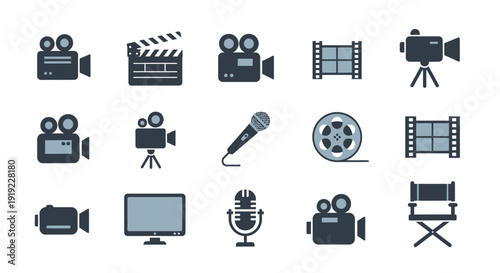 Collection of Film and Video Production Icons.