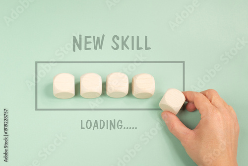 Tableau sur toile New skill loading progress, upskilling, upgrade knowledge, continuous developmen