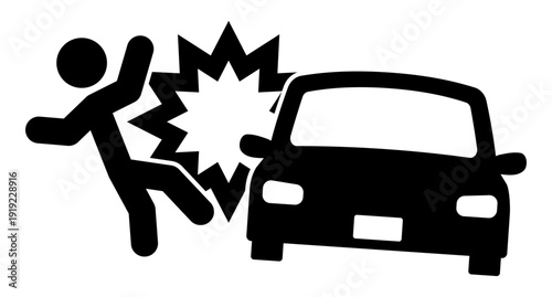 人を撥ねる車のシルエット