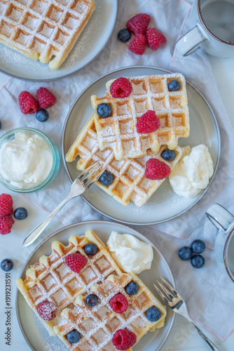 Wallpaper Mural Sweet home made Waffles with Berries Torontodigital.ca