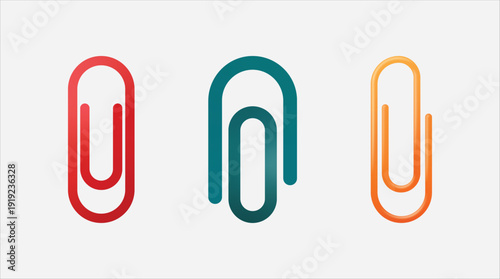 A set of colorful paperclip icons in red, green, and orange, created with editable vector file for modern design and business use.