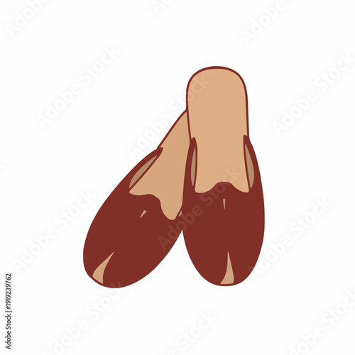 Pair Of Brown Ballet Flats With Beige Inner Lining Isolated On White Background Simple Elegant Footwear Design