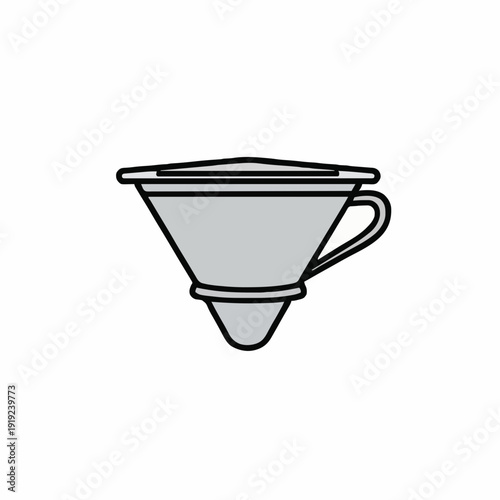 Simple gray coffee dripper cone for pour over brewing isolated on white background clear illustration