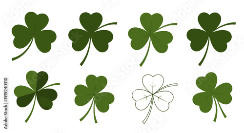 Shamrock Clover Leaf Design Collection for Saint Patricks Day Celebration Good Luck