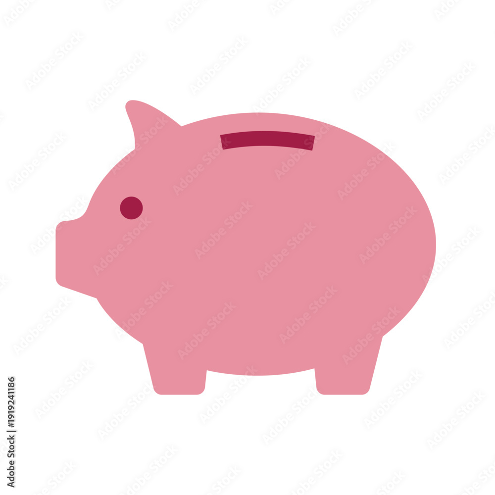 Fototapeta premium Pink Piggy Bank Vector Illustration - Savings and Finance Concept