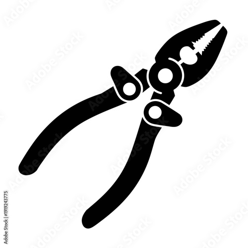 A black silhouette of pliers i