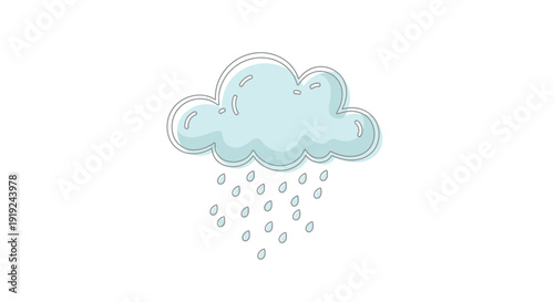 Rain Cloud Illustration with Falling Raindrops.