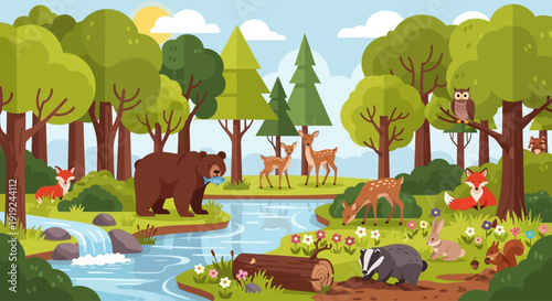 Celebrating International Day of Forests with Wildlife in a Lush Green Forest Scene from a Bird's Eye View