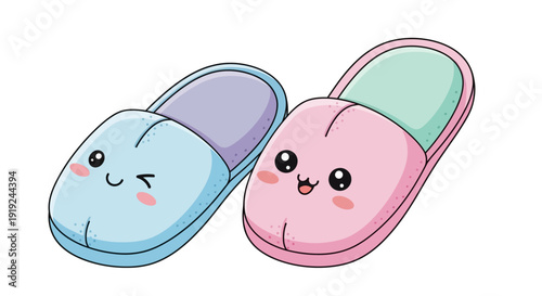 Cute Cartoon Slippers with Smiling Faces.