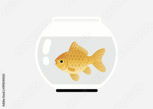 Simple Vector of Goldfish in Aquarium Bowl Illustration Creative Design Template 