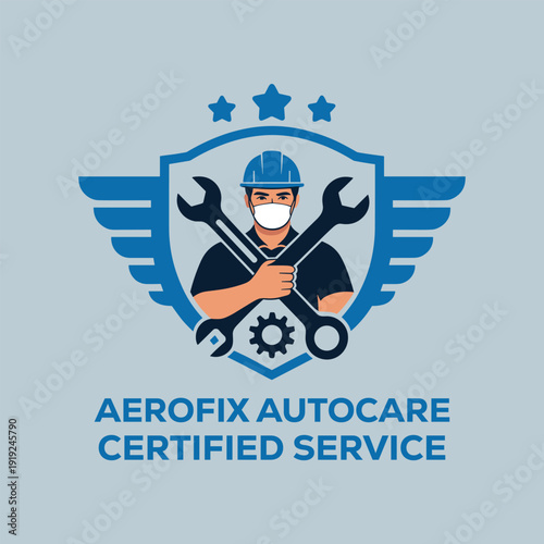 Aerofix autocare certified service logo design