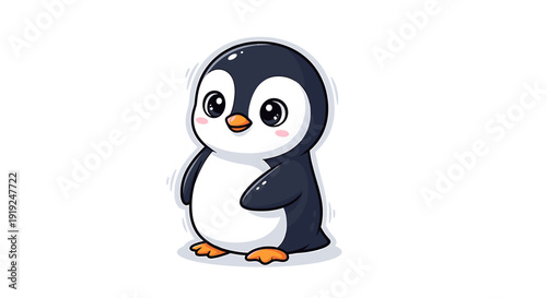 Cute cartoon polar bear sitting with red scarf