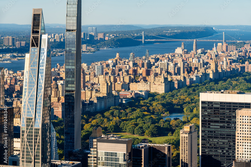 Ταπετσαρία New York City skyline, elevated view of supertall skyscrapers along Billionaires
