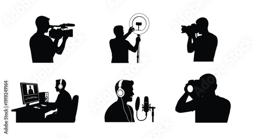 Media Cameraman Reporter Silhouettes