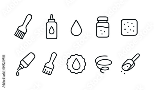 Art and craft outline icon set. Creative tools and supplies for diy projects.