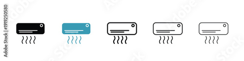 Air conditioner icon in line art style on white background for graphic and web design.