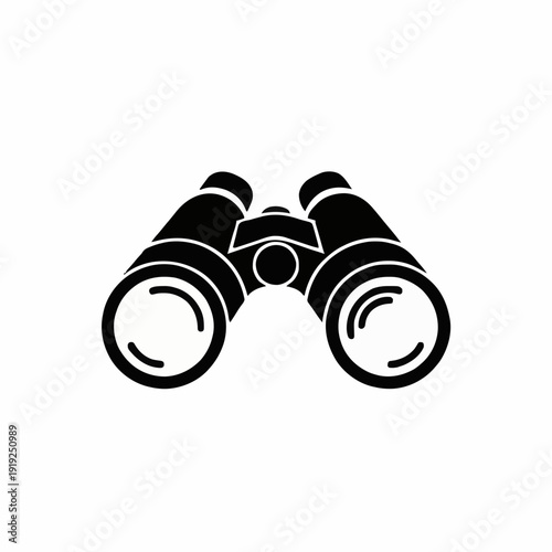 Black Silhouette Icon of Binoculars on White Background Symbolizing Observation and Exploration