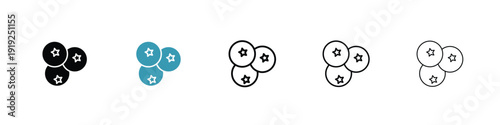 Blueberry icon in line art style on white background for graphic and web design.