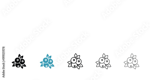Blueberry icon in line art style on white background for graphic and web design.