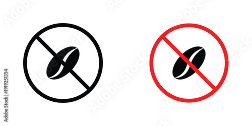 Caffeine free icon in line art style on white background for graphic and web design.