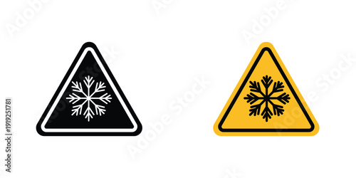 Cold warning signs in line art style on white background for graphic and web design.