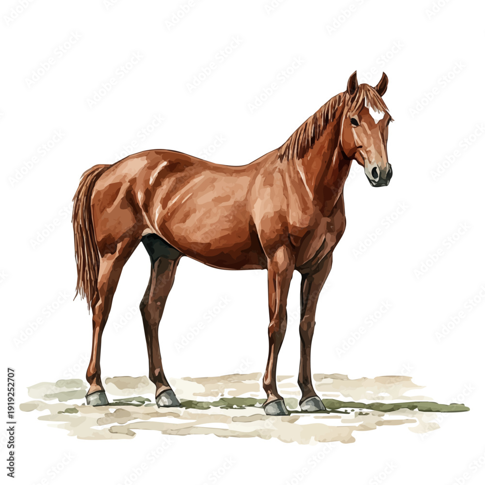 Fototapeta premium watercolor painting of Horse graphic, isolated on a white background.