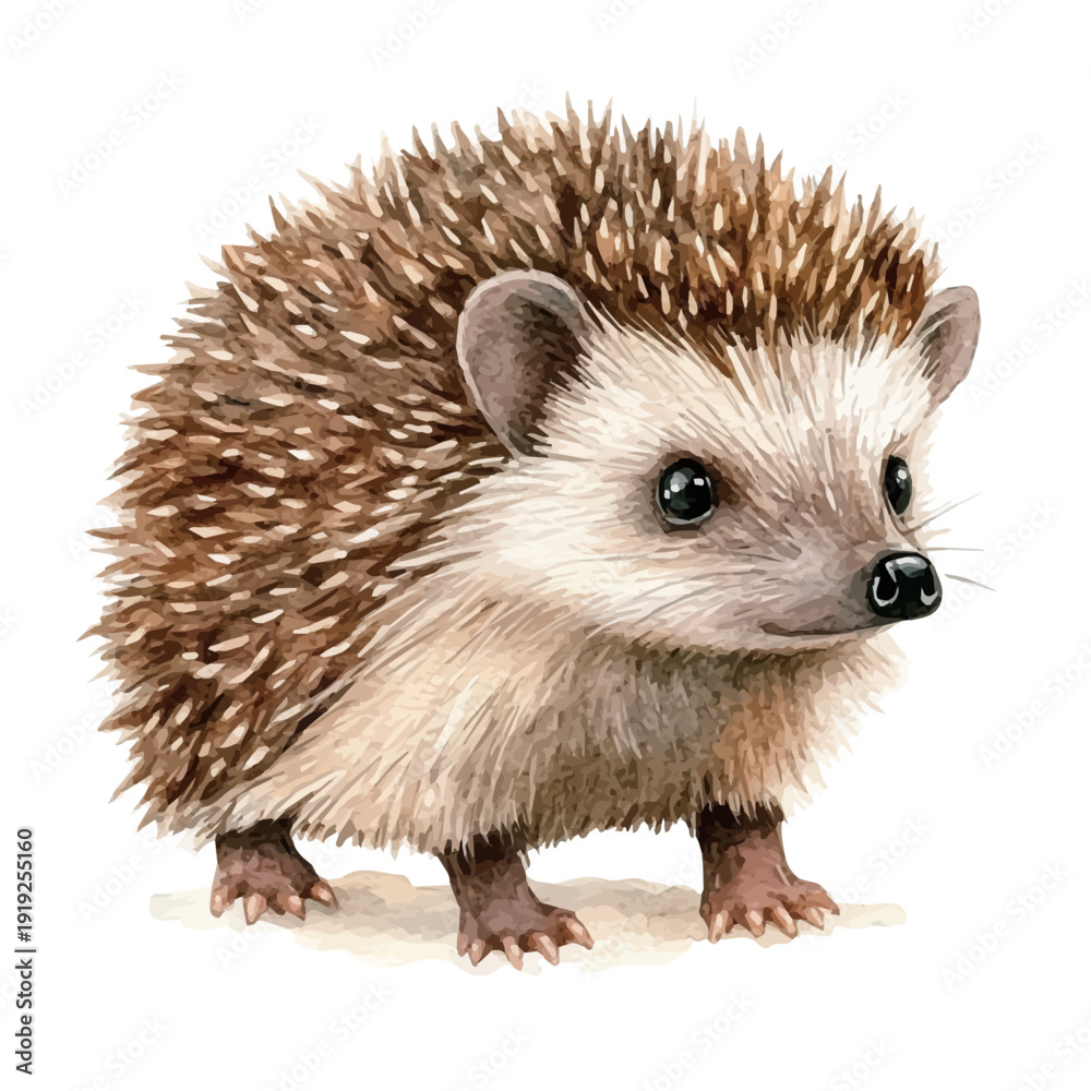 Obraz premium Hedgehog, high quality watercolor, isolated on a white background, vibrant details.