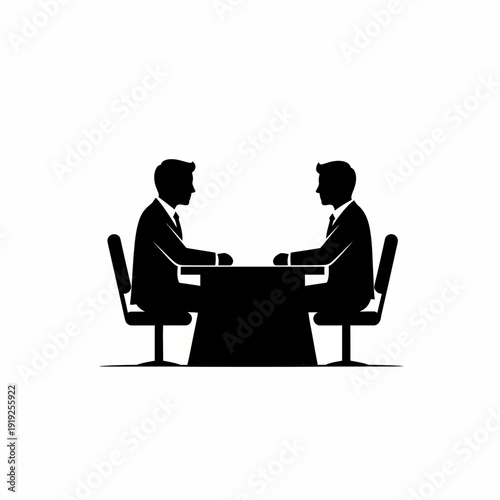 Two Men in Suits Sitting at Table.