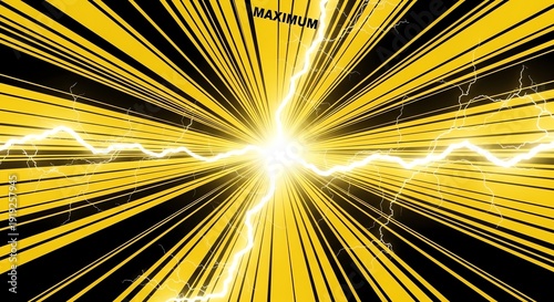 Yellow light burst with electric lines