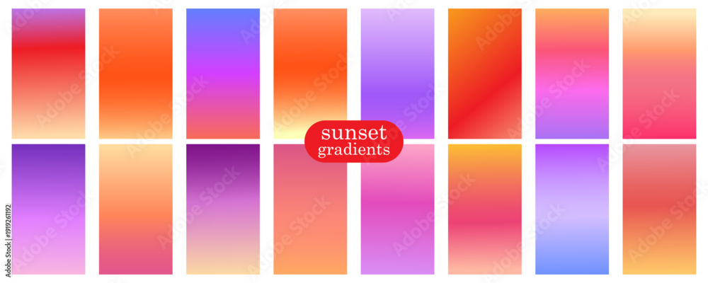 Φωτογραφία Collection of sunset simple gradients background