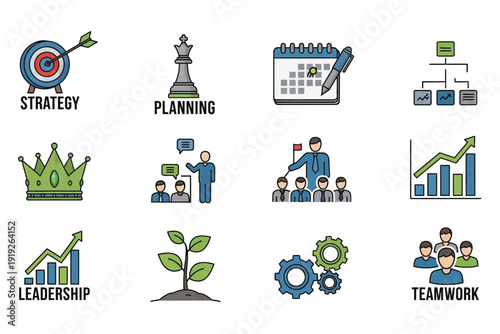 Business strategy and planning icons