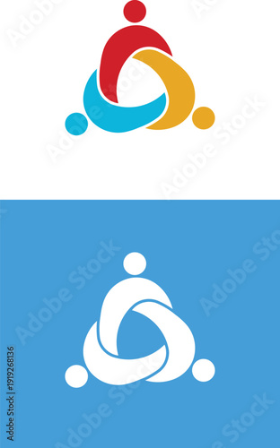 Colorful Three People Triangle Teamwork Vector Icon White Background Symbol