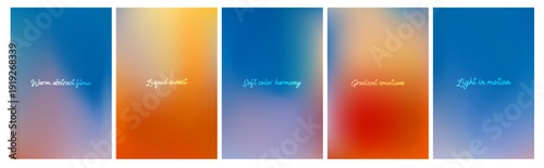 Warm gradient inspired by sunsets with soft pink, blue, peach and yellow tones. Smooth color transitions are perfect for sunsets and dawns. Blurred sky backgrounds. Vector illustration.