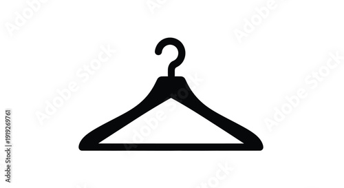 Simple black outline of a clothes hanger on a white background