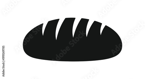 Simple black silhouette of a loaf of crusty artisan bread