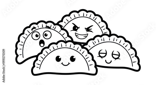 Cute Dumpling Characters with Funny Faces