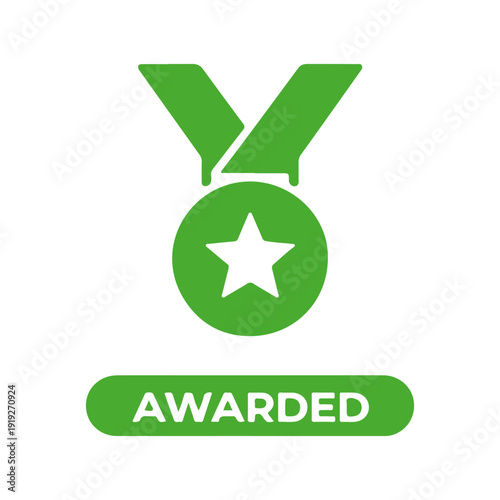 AWARDED slogan minimal flat badge vector icon
single color, isolated on white background
