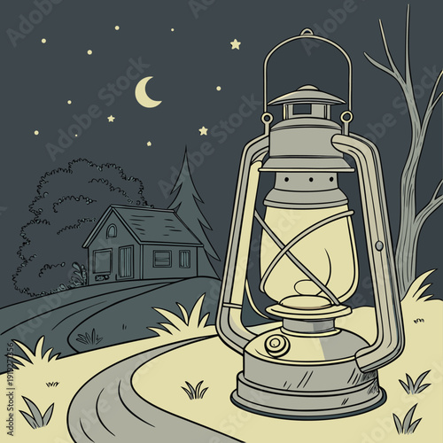 Traditional Kerosene Lantern Rural Village Night Cultural Icon