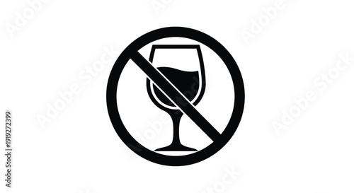 Prohibition of alcohol consumption indicated by a striking circular silhouette