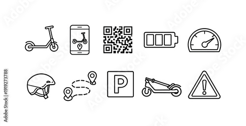 Car, transportation flat icon set with vehicles, traffic, and road elements