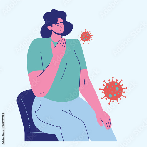 early symptoms of viral disease covid illustration